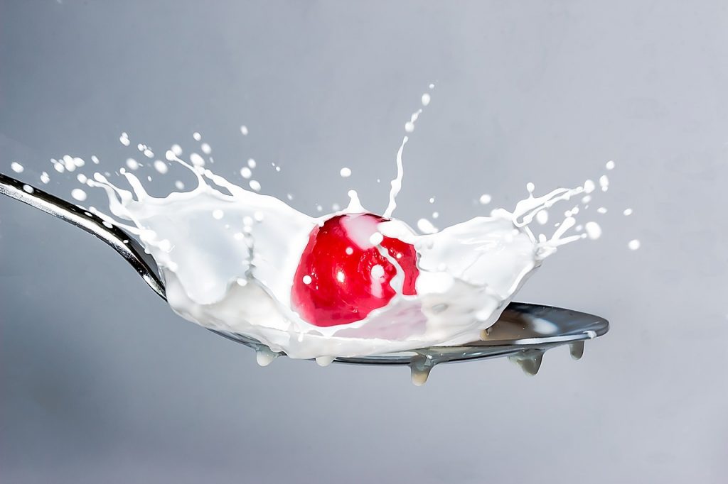 https://pixabay.com/en/milk-splash-milk-cherry-spoon-2064088/