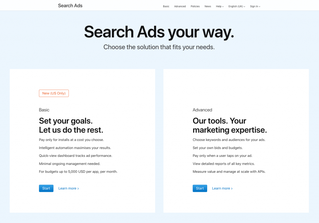 Apple Search Ads Basic and Advanced