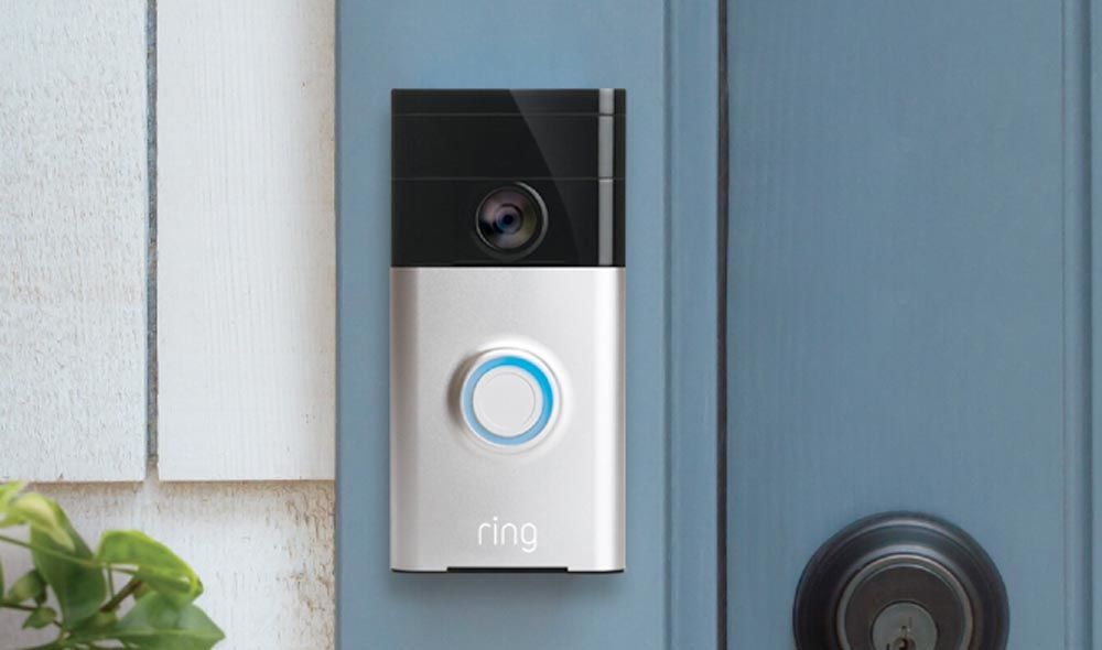A ring video doorbell.