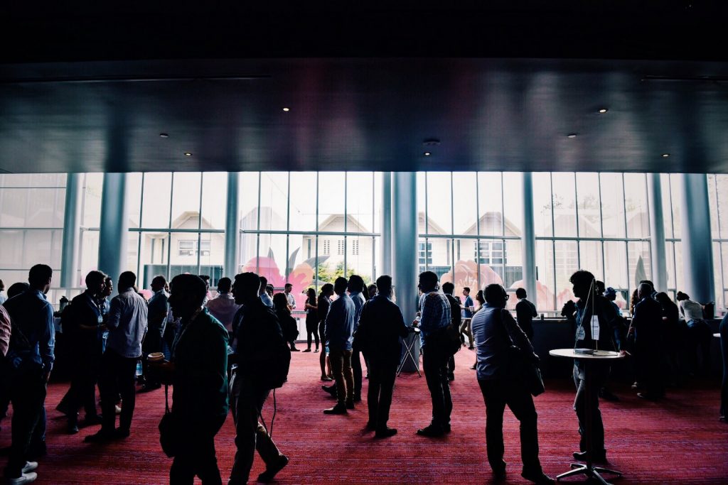 Networking inside McCaw Hall during Postback 2017