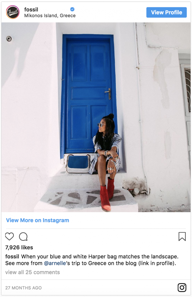 Social Media Influencer Marketing example by Fossil