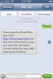 Roadninja text to download mobile app