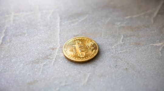 A bitcoin, a type of digital currency called cryptocurrency