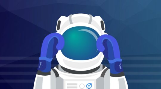 Graphic TUNE astronaut boxing ring