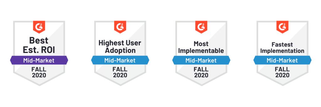 G2 Fall 2020 Category Leader badges for TUNE