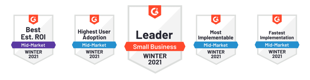 TUNE's G2 Leader badges for Winter 2021