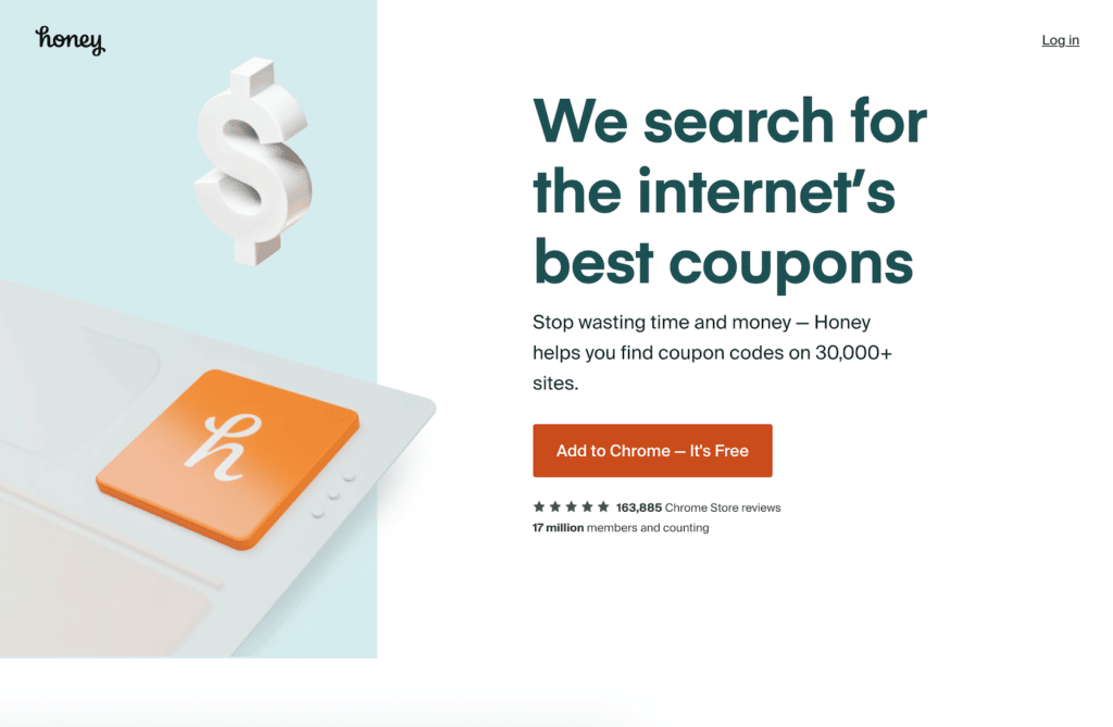 Honey searches the internet for the best coupons 