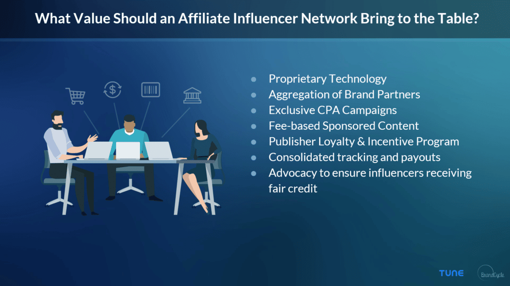 Webinar slide: What value should an affiliate influencer network bring to the table?