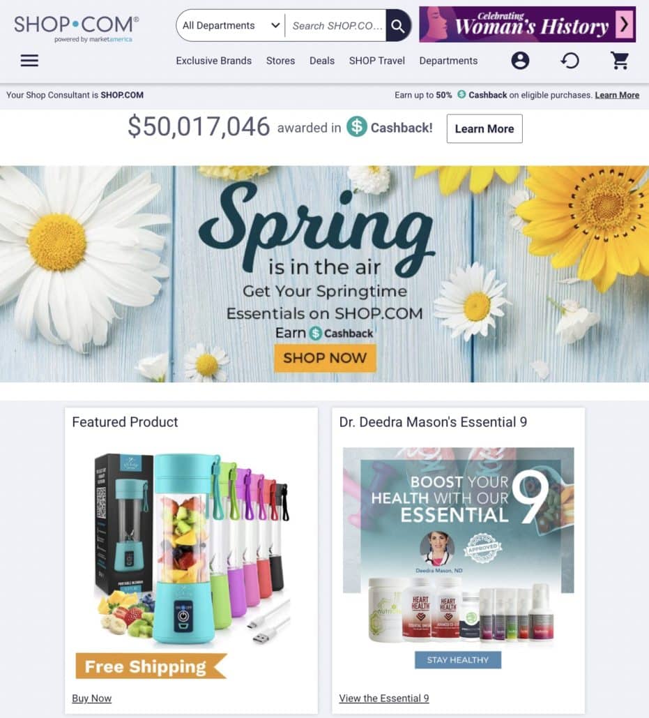 Shop.com is one example of an affiliate reward partner that many DTC brands work with.