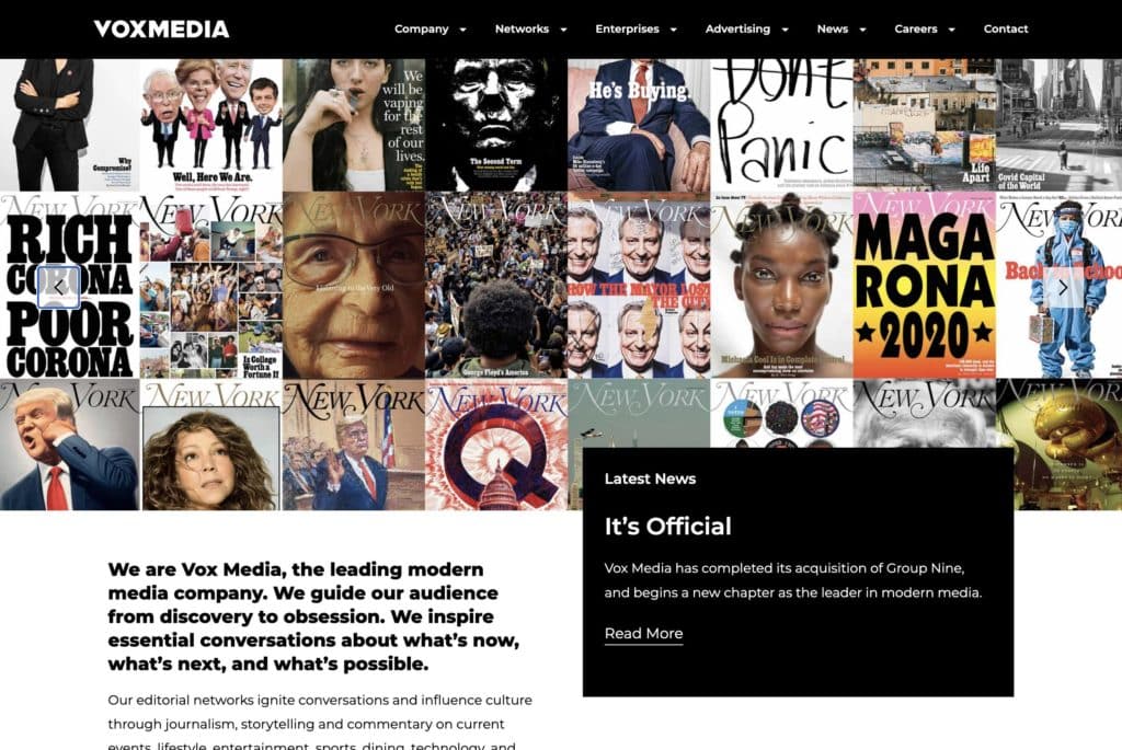 Vox Media is a content publisher and monetization platform.