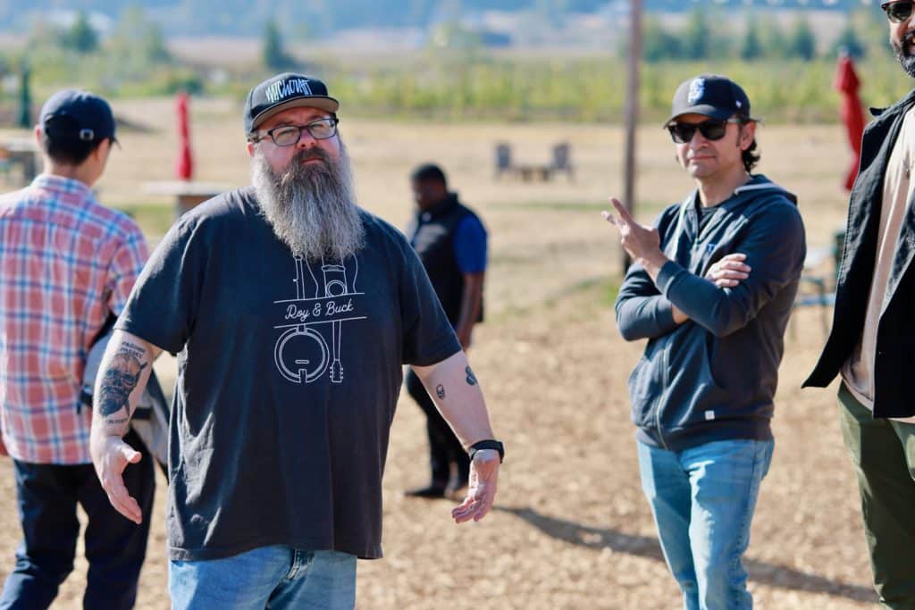 KC and Bernard ham it up for the camera during TUNE's tour of Finnriver Cidery