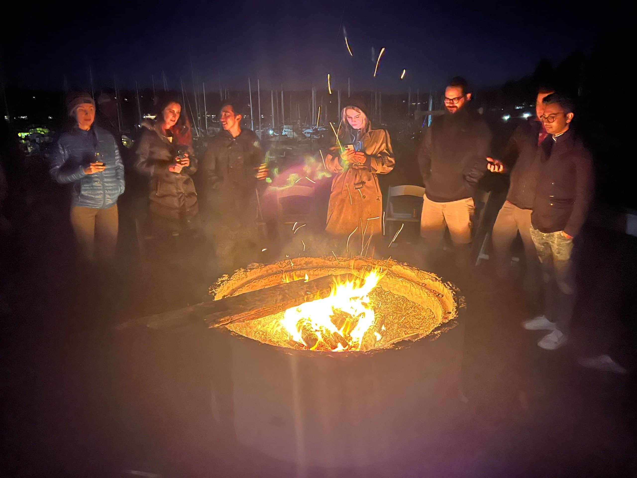 Driftwood bonfire at the 2022 TUNE retreat