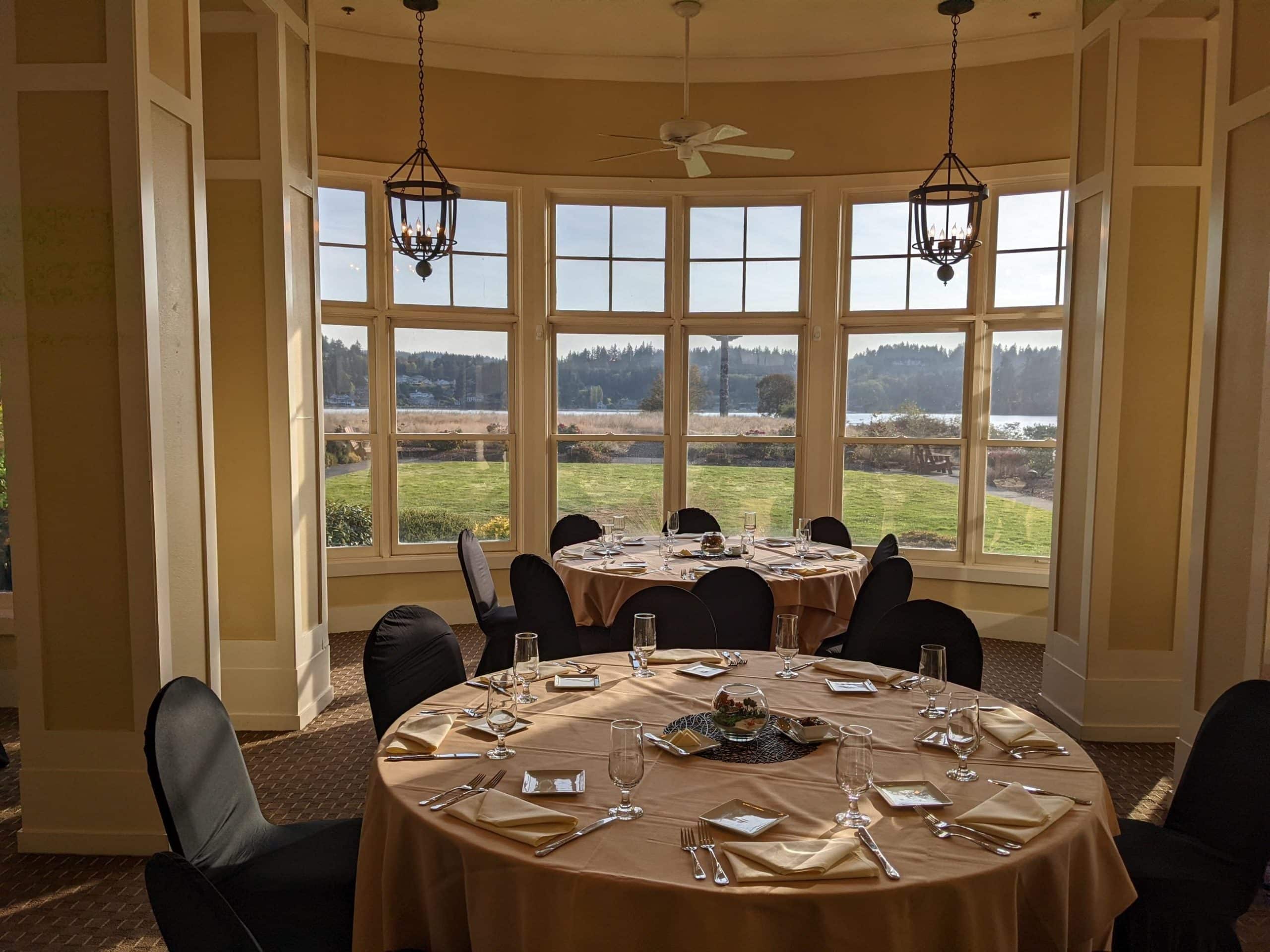 The formal dining room of the Inn at Port Ludlow, Washington