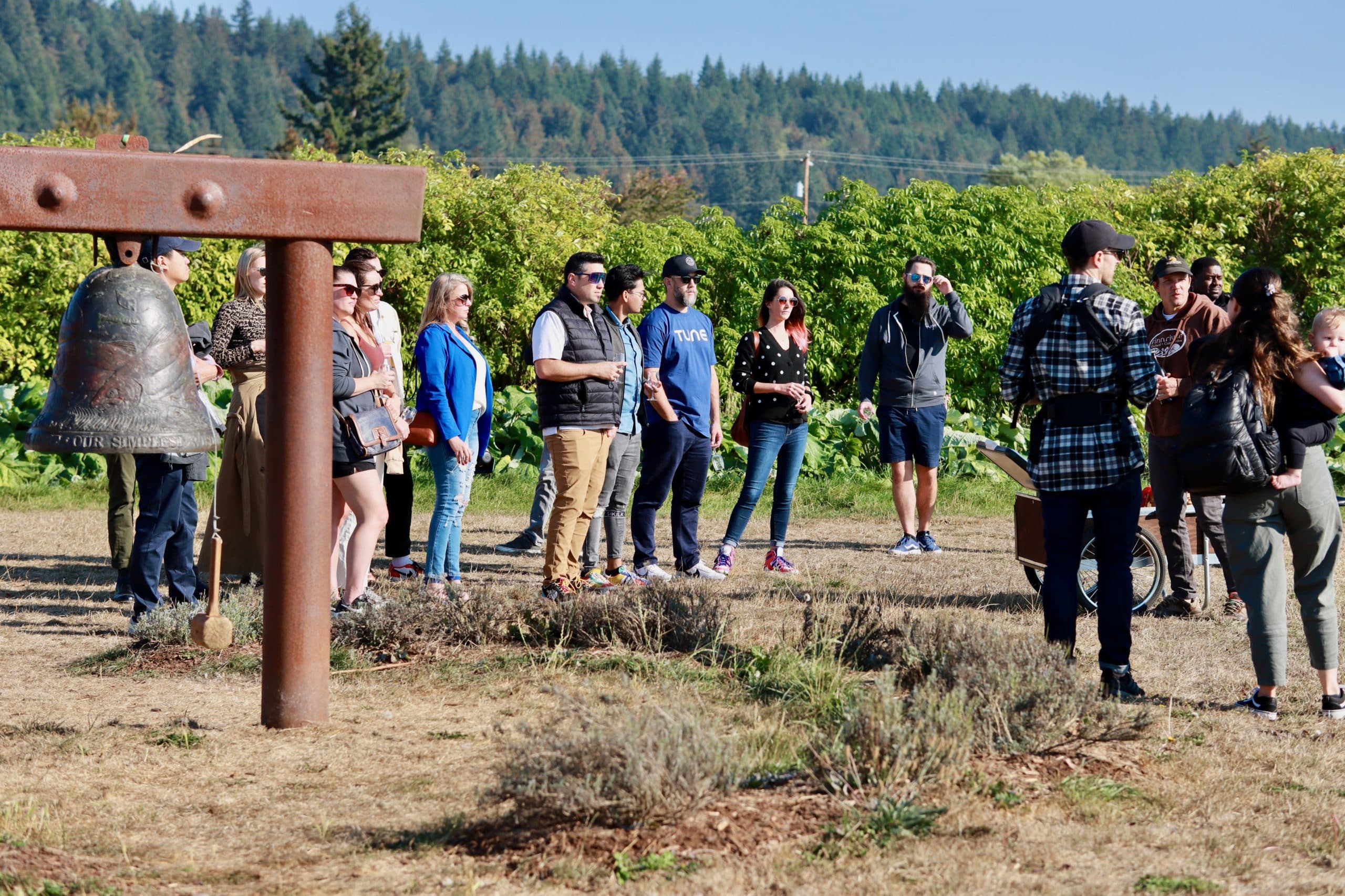 TUNE employees take a tour of the Finnriver cidery during the 2022 retreat