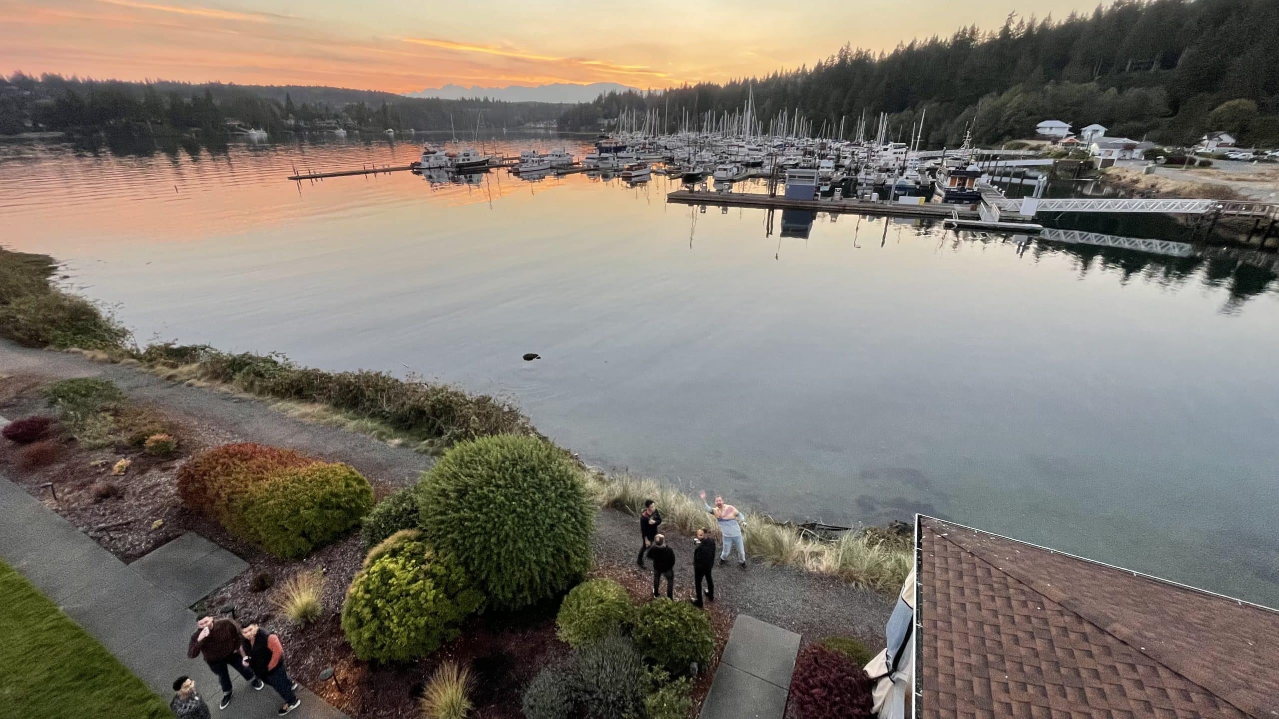 A bird's-eye view of the marina at Port Ludlow