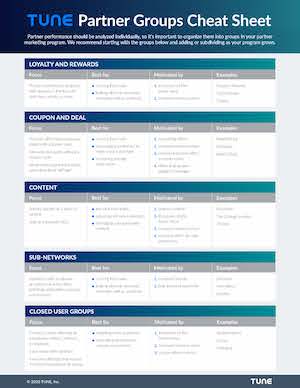 TUNE Partner Groups Cheat Sheet