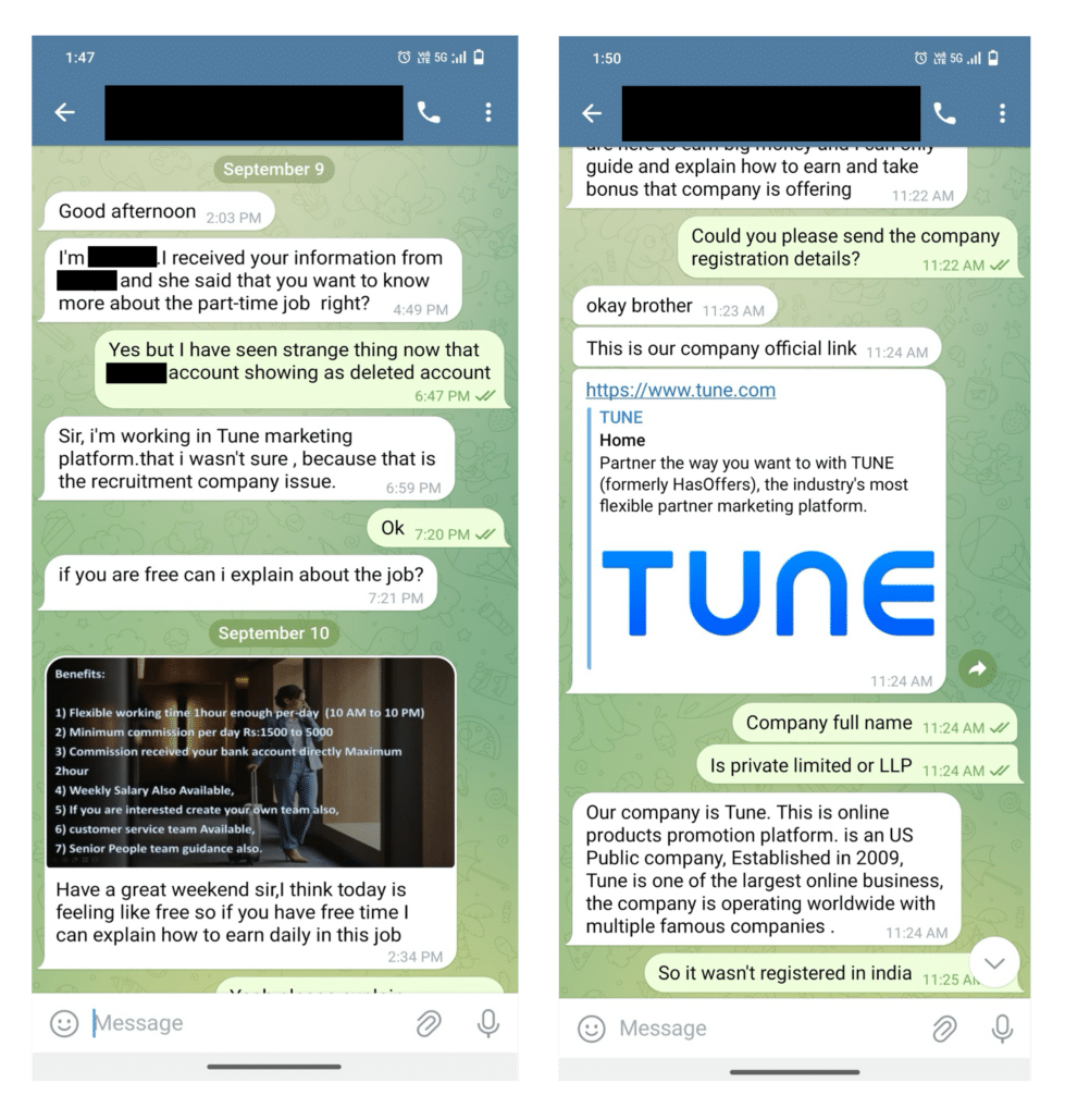 A chat with a user who was the target of an impersonation scam